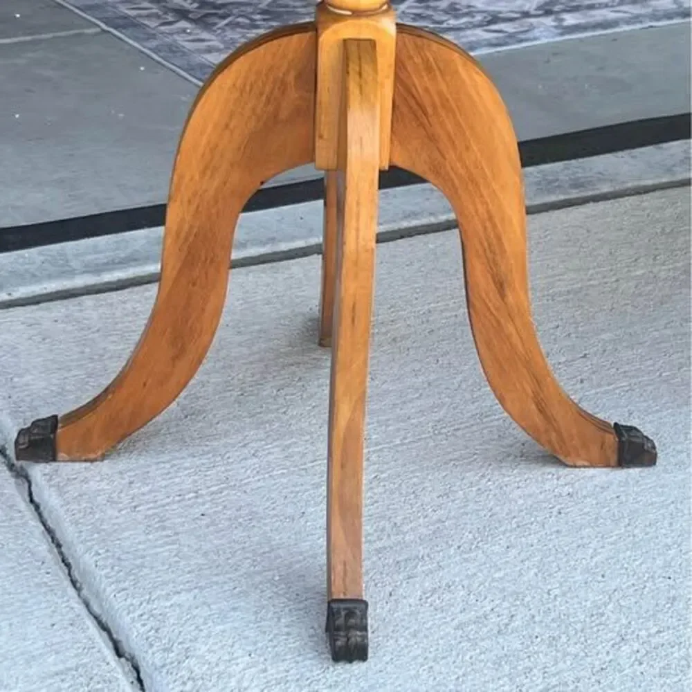 Vintage Bekins Furniture Co Accent Table, Claw Foot, Intricate Inlay Top, 50-60s